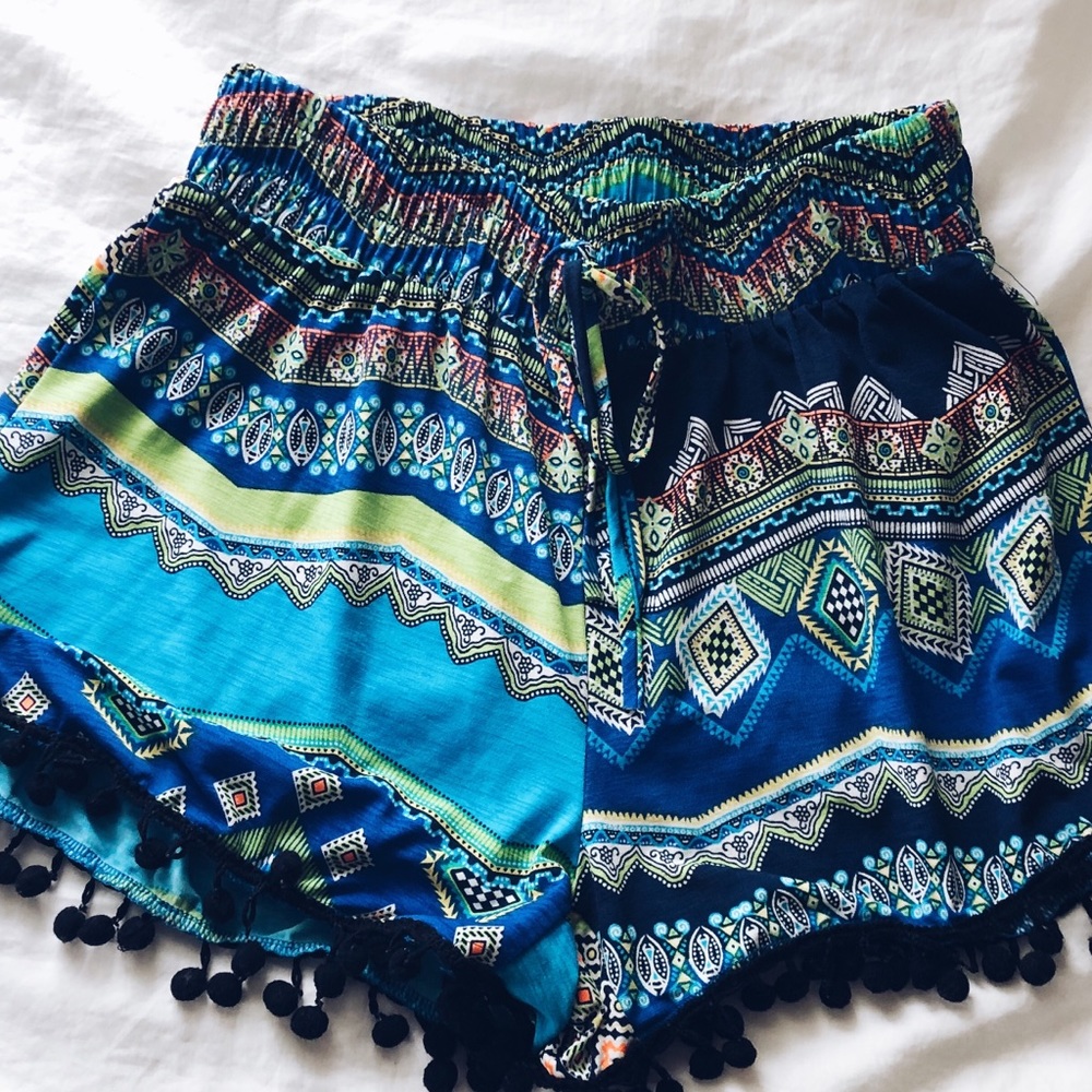 Aztec shorts with Pom Poms